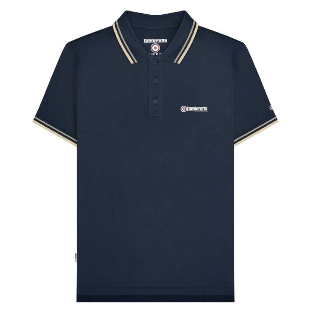 Lambretta Mens SS25 Twin Tip Polo Shirt / Navy/Cinder